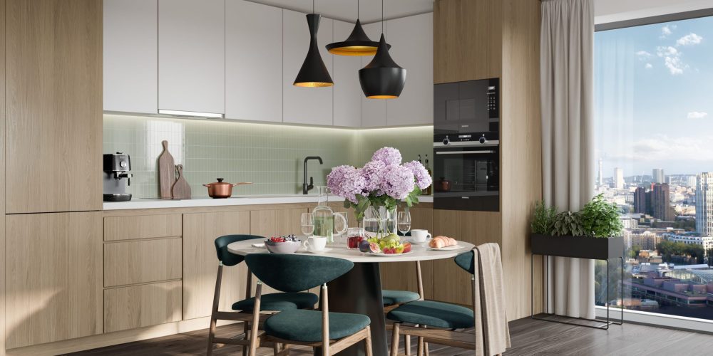 A kitchen illustrating the ‘Park’ colour palette -min
